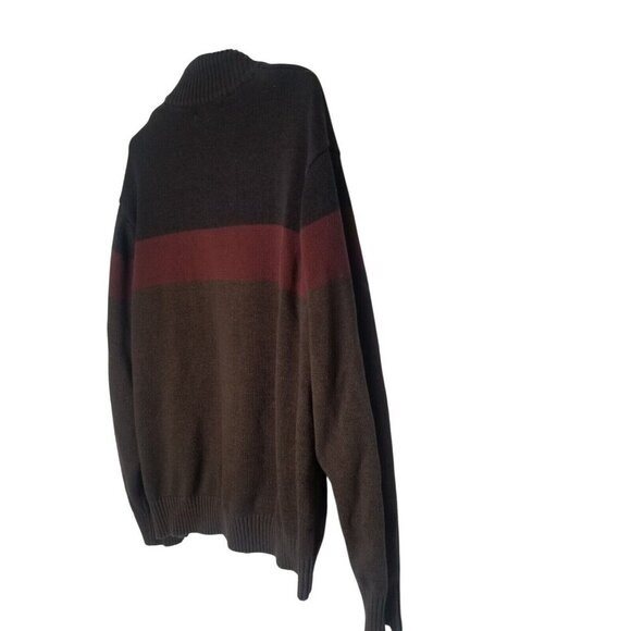 Tricots St Raphael Mens 1/4 Zip Sweater‎ XXL Brown Red Striped Pullover - Picture 10 of 10